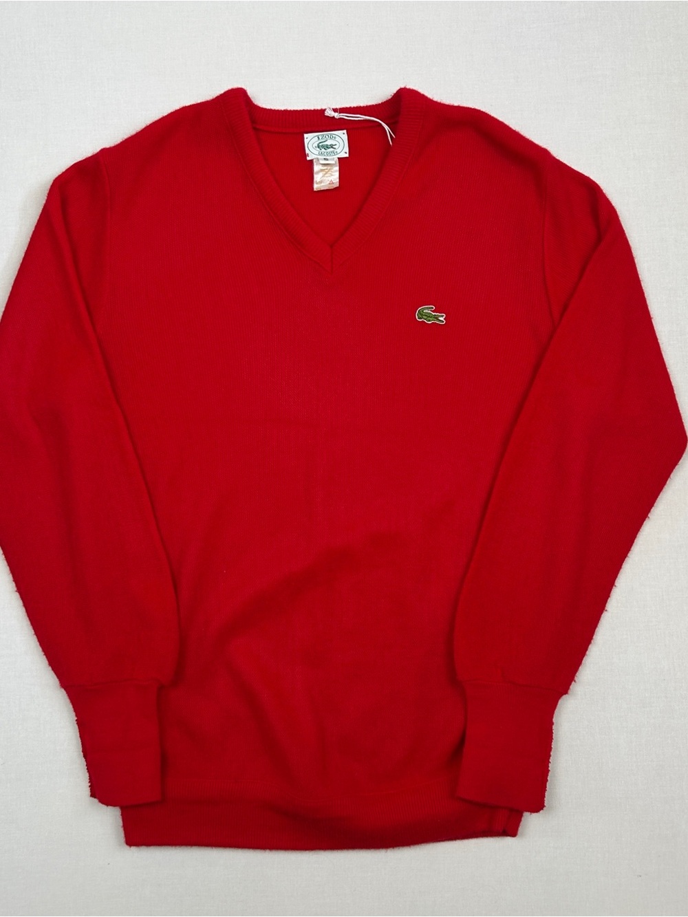 Vintage 90s Lacoste Red Knit V neck Sweater